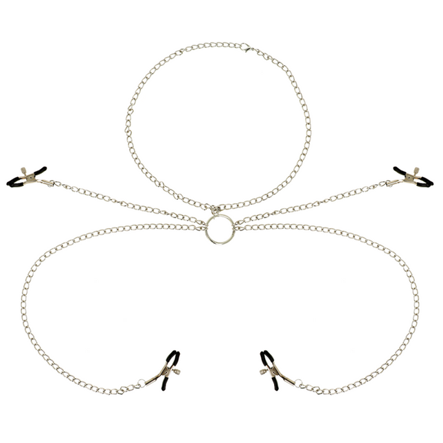 OHMAMA FETISH 4 PINCES À TÉTONS AVEC COLLIER CHAÎNE