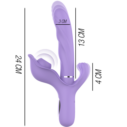 INTENSE - BILLIE VIBRATEUR À ASPIRATION RECHARGEABLE MULTIFONCTIONNEL AVEC BOUTON POUSSOIR VIOLET