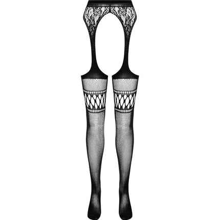 PASSION - COLLANT NOIR AVEC JARRETIÈRE S026 TAILLE UNIQUE