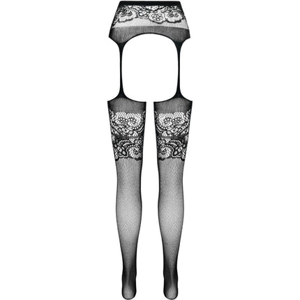 PASSION - S029 COLLANT NOIR AVEC JARRETIÈRE TAILLE UNIQUE