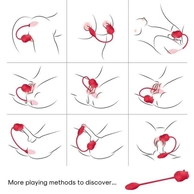 ARMONY - STIMULATEUR D'ASPIRATION ET VIBRATEUR ROSE 2 EN 1 10 MODES AVEC QUEUE ROUGE