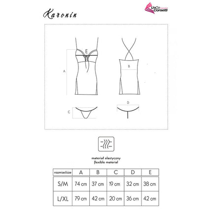 LIVCO CORSETTI FASHION - KARONIN LC 90628 CHEMISE + CULOTTE NOIR L/XL