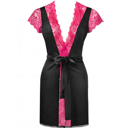 LIVCO CORSETTI FASHION - KUMIKO LC 90428 ROBE DE CHAMBRE + CULOTTE NOIR L/XL