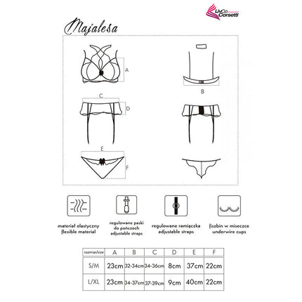 LIVCO CORSETTI FASHION - MAJALESA LC 90526 SOUTIEN-GORGE + JARRETIÈRE + CULOTTE NOIR L/XL