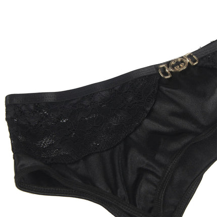 SUBBLIME - LOT 3 PIÈCES SOUTIEN-GORGE + STRING + JARRETIÈRE DENTELLE NOIR L/XL