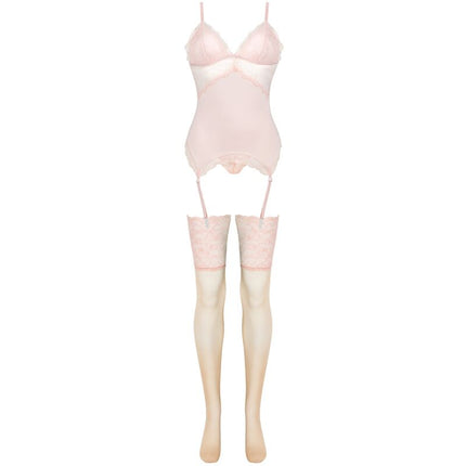 LIVCO CORSETTI FASHION - ENSEMBLE PERSINNE PÊCHE CORSET + CULOTTE + BAS