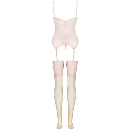 LIVCO CORSETTI FASHION - ENSEMBLE PERSINNE PÊCHE CORSET + CULOTTE + BAS