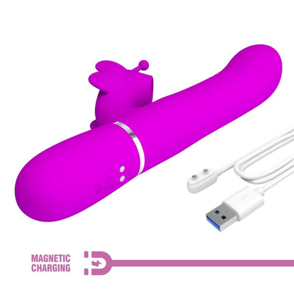 PRETTY LOVE - VIBRATEUR MULTIFONCTION LAPIN 4 EN 1 PAPILLON FUCHSIA
