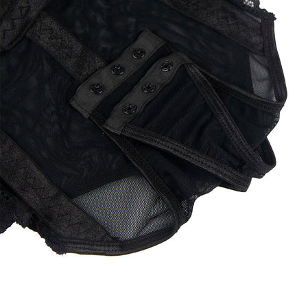SUBBLIME - TEDDY AVEC JARRETIÈRE DÉTAIL POITRINE NOIR L/XL