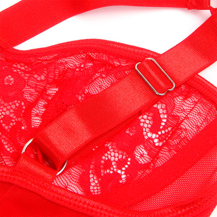 SUBBLIME - TEDDY AVEC JARRETIÈRE AVEC DÉTAIL DENTELLE ET BANDES ROUGE L/XL
