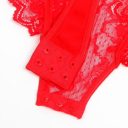 SUBBLIME - TEDDY AVEC JARRETIÈRE AVEC DÉTAIL DENTELLE ET BANDES ROUGE L/XL