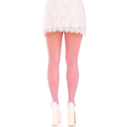 LEG AVENUE - BAS AVEC OUVERTURES COEUR & NOEUDS ROSE