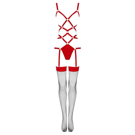 LIVCO CORSETTI FASHION - THIARA LC 20213 ENSEMBLE CORPS + BAS ROUGE L/XL