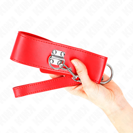 KINK - COLLIER AVEC CEINTURE 65 CM AVEC LARGE BRACELET ROUGE AJUSTABLE 33,5-41 CM X 5 CM