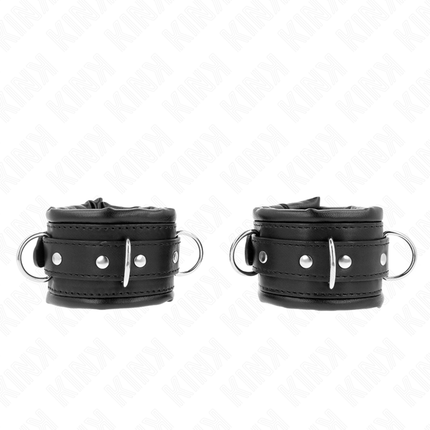 KINK - APPUI-POIGNETS LOURDS DOUBLÉS DE FOURRURE NOIRE RÉGLABLES 20-30 CM X 6 CM