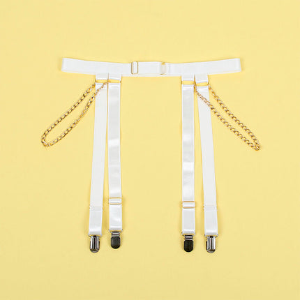 SUBBLIME - 954284 BODY AVEC CHAÎNES + PORTE-JARRETELLES BLANC S/M