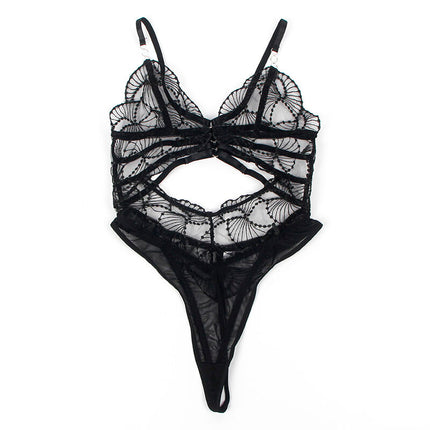 SUBBLIME - 955212 BODY TRANSPARENT AVEC DENTELLE CREUSE NOIRE S/M