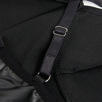 SUBBLIME - 955380 ROBE À BRETELLES EN CUIR NOIR L/XL