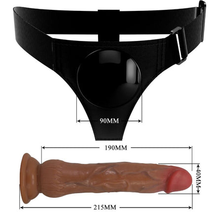 PRETTY LOVE - CULOTTE HARNAIS UNIVERSELLE KYTON AVEC GODE SQUIRTING 19 CM MULATO