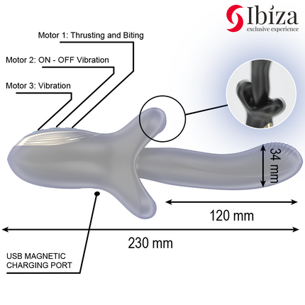 IBIZA - VIBRATEUR PUISSANT AVEC EFFET DE POUSSÉE ET DE MORSURE