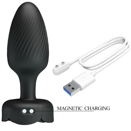 PRETTY LOVE - OSBORN PLUG ANAL AVEC LUMIÈRE LED NOIR 9,8 CM
