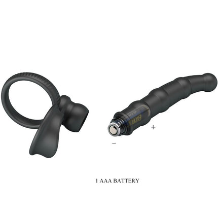 PRETTY LOVE - ANNEAU PÉNIS VIBRANT TATUM AVEC PLUG 10 VIBRATIONS NOIR