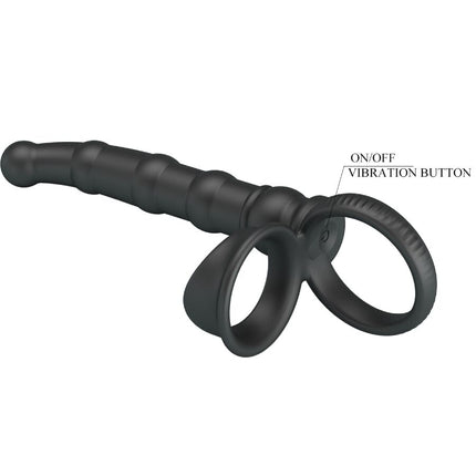 PRETTY LOVE - ANNEAU PÉNIS VIBRANT TATUM AVEC PLUG 10 VIBRATIONS NOIR