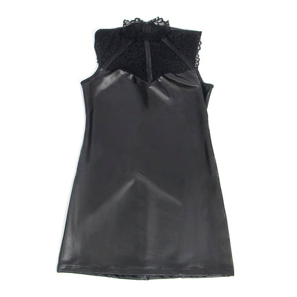 SUBBLIME - 957544 ROBE EN CUIR COL DENTELLE NOIRE S/M