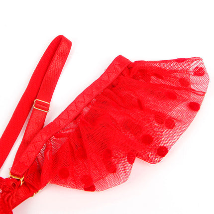 SUBBLIME - 957506 ENSEMBLE SOUTIEN-GORGE ET JARRETELLE EN DENTELLE ROUGE S/M