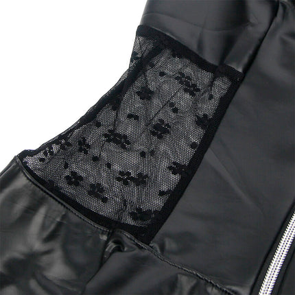 SUBBLIME - 957711 ROBE EN CUIR À FERMETURE ÉCLAIR EN DENTELLE NOIRE L/XL
