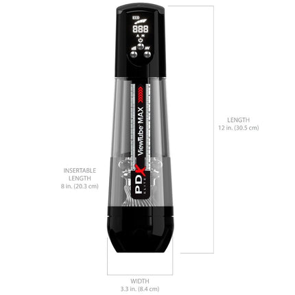 PDX ELITE - VIEWTUBE MAX VIEW MASTURBATEUR AUTOMATIQUE AVEC ASPIRATION TRANSPARENTE