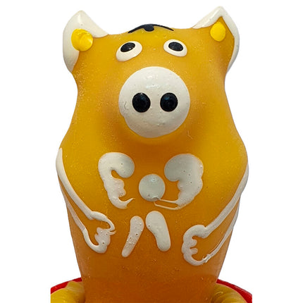 CONDOMERIE - PRÉSERVATIFS FANTAISIE PEINTS À LA MAIN COCHON ASSIS JAUNE