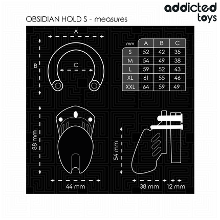 ADDICTED TOYS LOCKED - CAGE À PÉNIS OBSIDIAN HOLD TAILLE S