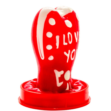 CONDOMERIE - PRÉSERVATIFS FANTAISIE PEINTS À LA MAIN EN FORME DE CŒUR - JE T'AIME MODÈLE 1