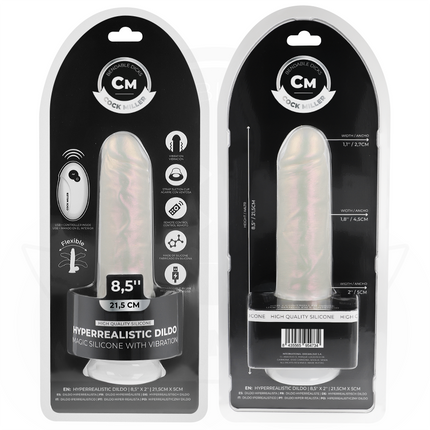 COCK MILLER - GODE AVEC VENTOUSE, LUMIÈRES ET VIBRATIONS AVEC TÉLÉCOMMANDE BLANC 21,5 CM