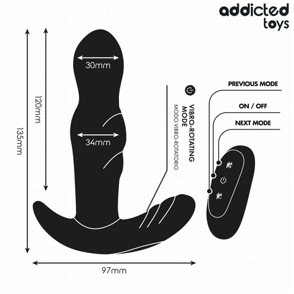 ADDICTED TOYS - PLUG ANAL VIBRANT ET ROTATIF AVEC TÉLÉCOMMANDE