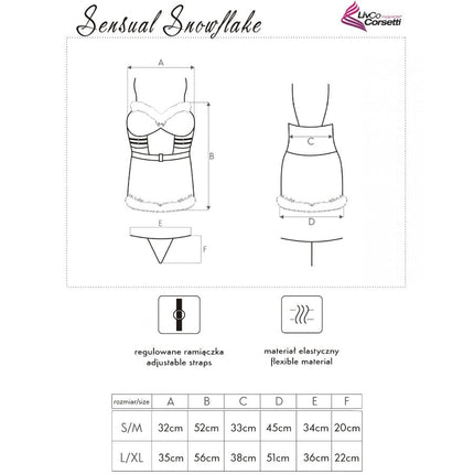 LIVCO CORSETTI FASHION - SENSUAL SNOWFLAKE LC 90603 CHEMISE DE NOËL + STRING + BANDEAU S/M