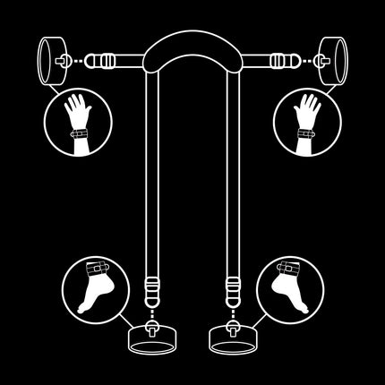 FETISH SUBMISSIVE - POSITION MAÎTRE AVEC 4 MENOTTES DOUBLÉES DE NOPRÈNE