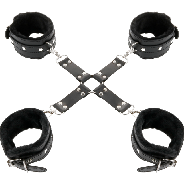 DARKNESS - MENOTTES EN CUIR POUR PIEDS ET MAINS NOIR