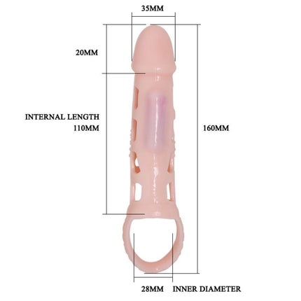 BAILE - COUVERTURE DEXTENSION DE PÉNIS AVEC VIBRATION ET SANGLE NATURELLE 13,5 CM